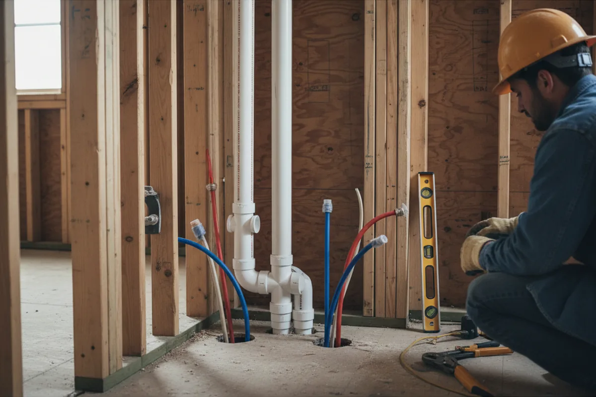 Drain and supply rough-in during Sump Pump Repair in Lodi